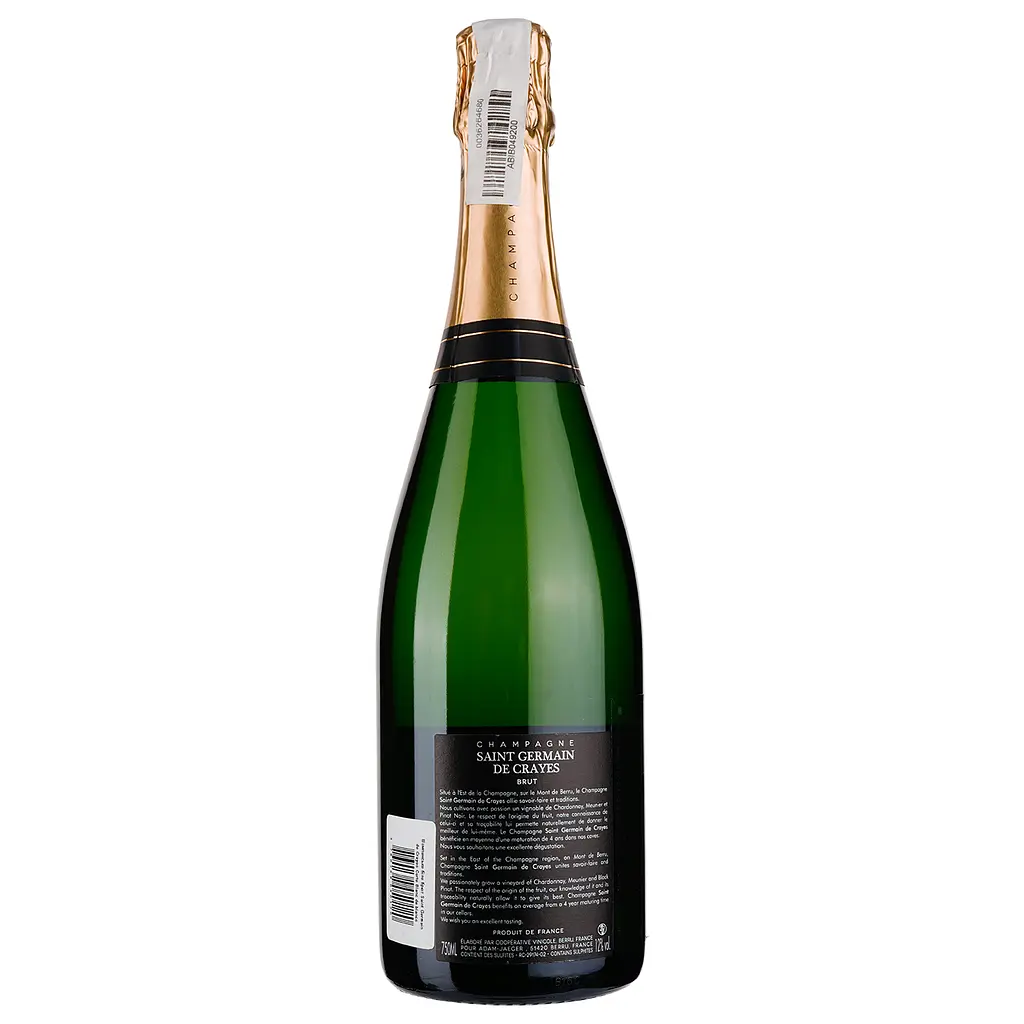 Шампанское Les Producteurs Reunis Saint Germain de Crayes Carte Blanc de blancs, белое, брют, 12%, 0,75 л - фото 2