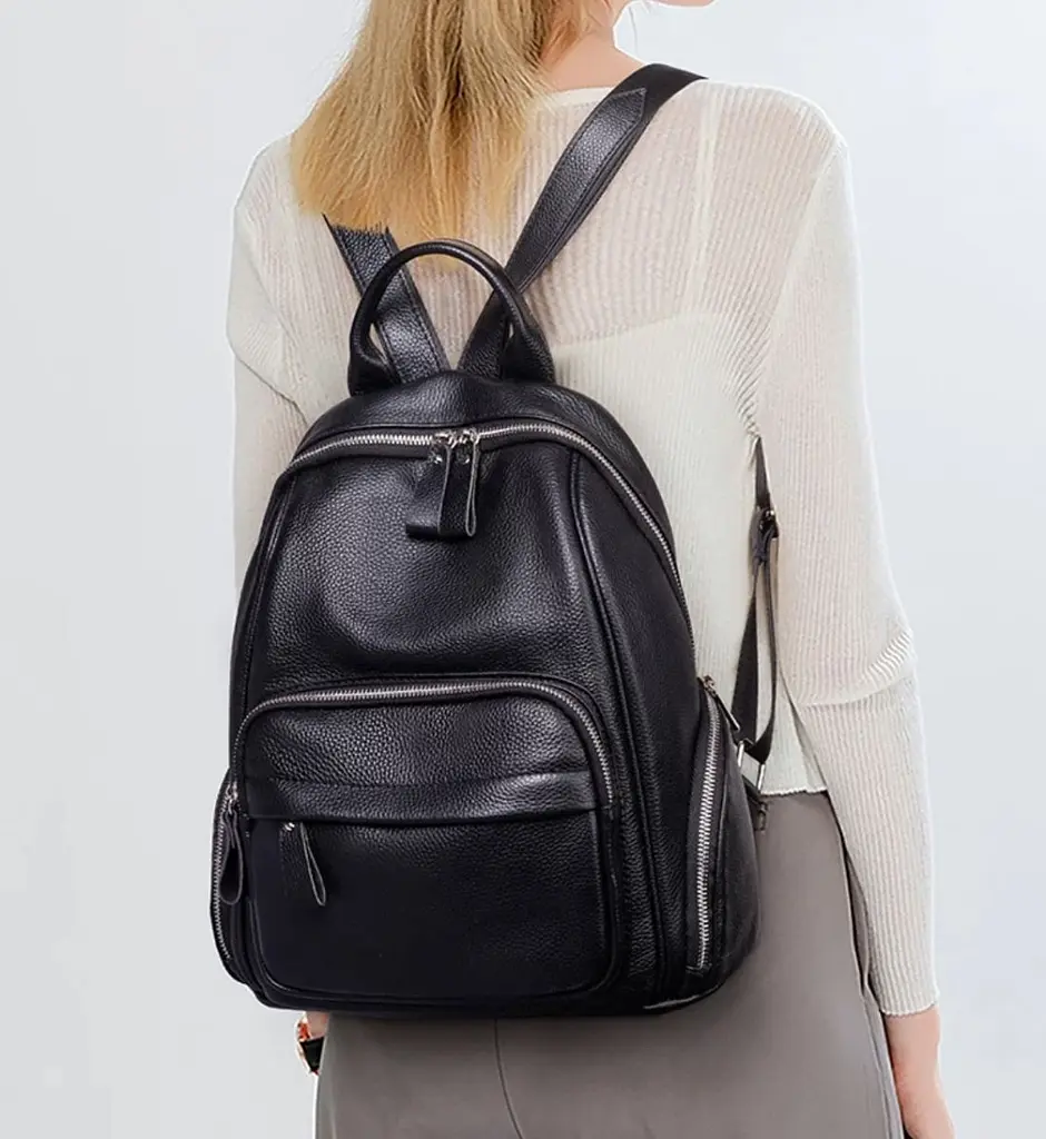 Рюкзак жіночий шкіряний міський чорний трансформер 35588 Tiding Bag - фото 4