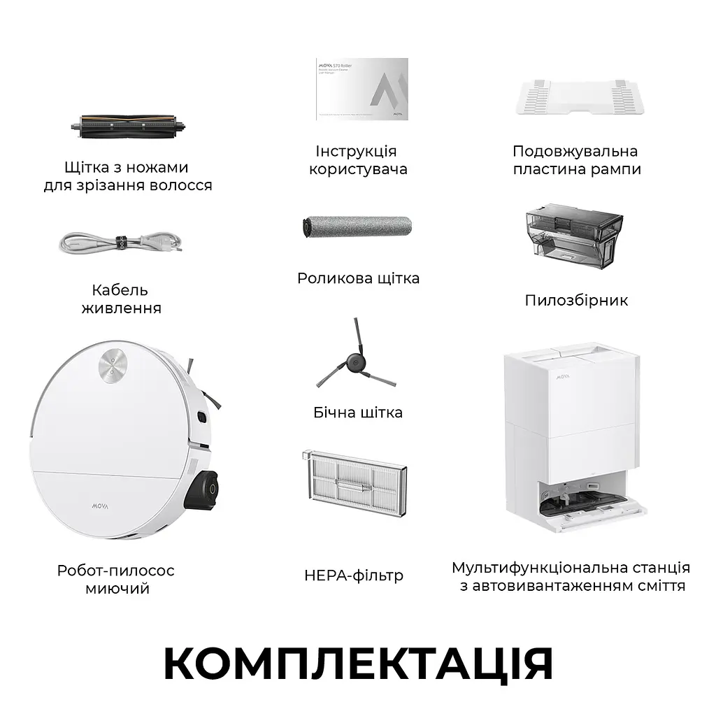 Робот пилосос миючий MOVA S70 Pro Roller White - фото 10