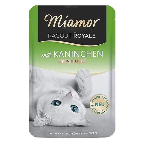 Вологий корм для котів Miamor Ragout Royale mit Kaninchen МІАМОР КРОЛИК шматочки в желе беззерновий повнораційний, пауч 100г