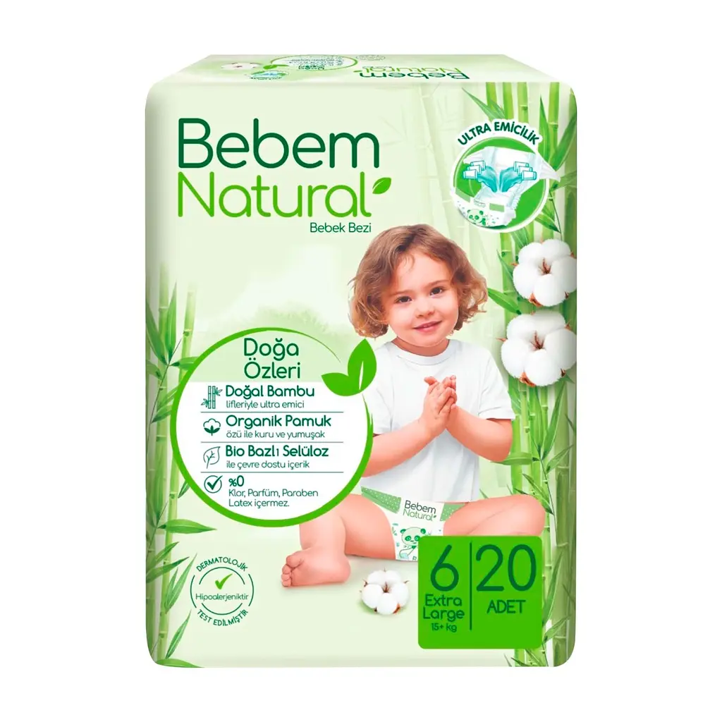 Підгузки Bebem Natural 6 Extra large 15+ кг 20 шт (8690536806041)