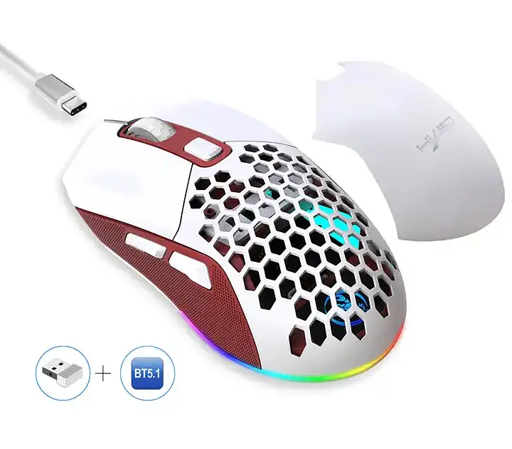 Миша бездротова HXSJ Т28 з акумулятором та RGB підсвічуванням 2,4G+Bluetooth Red - фото 3