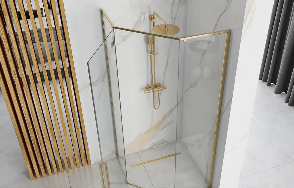 Душова кабіна Rea Diamond 80x80 gold REA-K6615, Золотий, Універсальна, прозорий - фото 4
