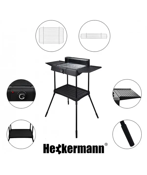 Настольный/садовой электрогриль Heckermann BG 1703 2 в 1 2400 Вт (BQ1703XLP-SWGF(1) - фото 9