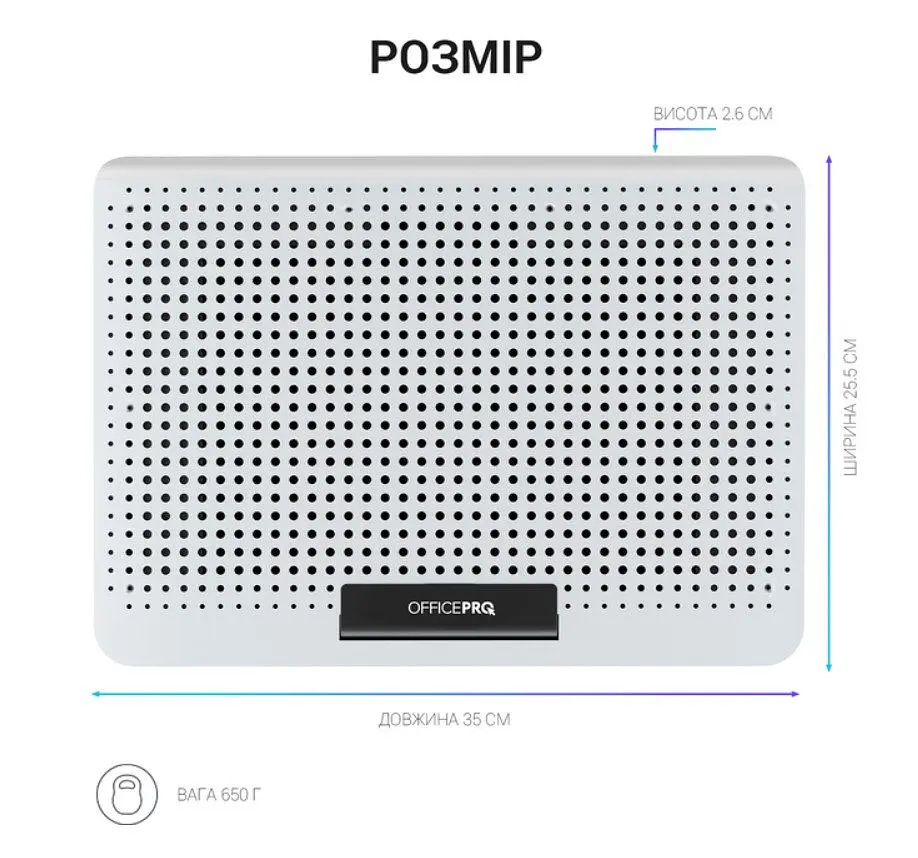 Охолоджувальна підставка для ноутбука до 17 дюймів OfficePro OPCP-620 2xUSB 6xfans - фото 2