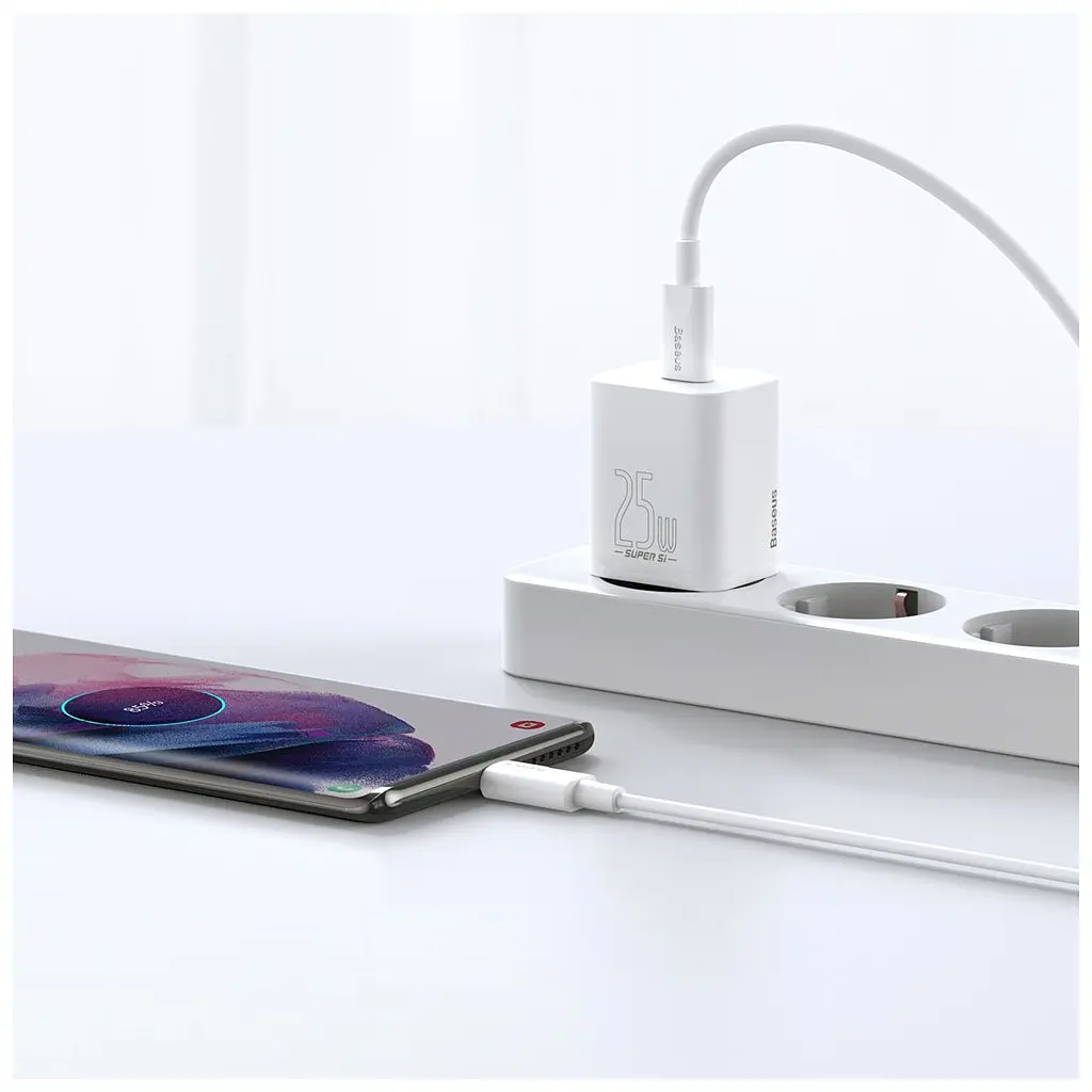 Зарядний пристрій Baseus Super Si швидке заряджання 1xUSB-C білий (CCSP020102) - фото 7