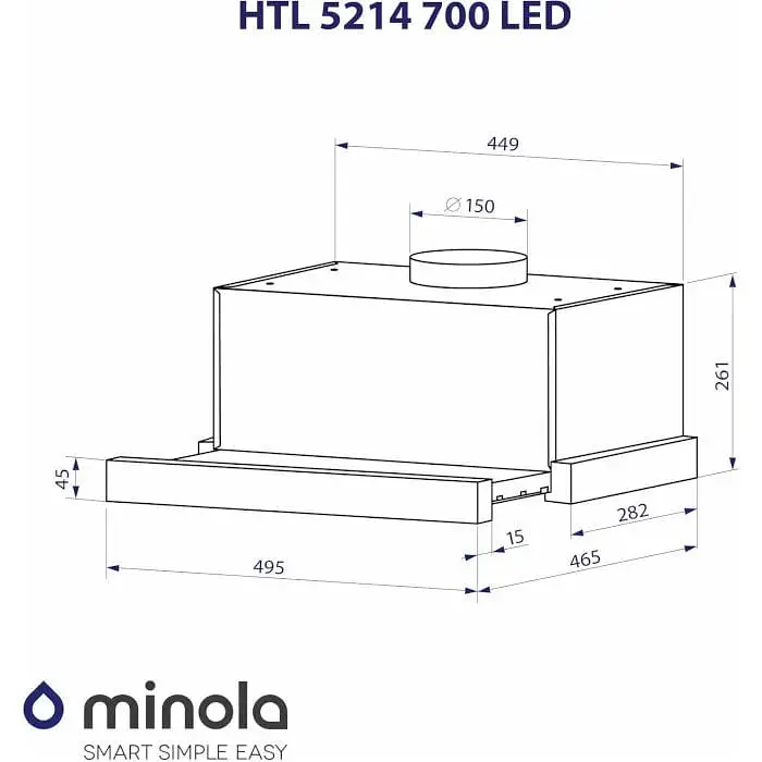 Витяжка телескопічна Minola HTL 5214 BLF 700 LED - фото 8