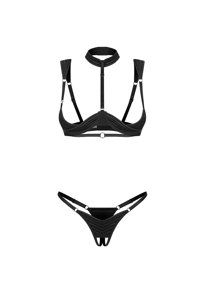 Комплект белья Obsessive Roccele otwarty L/XL (черный) - фото 10