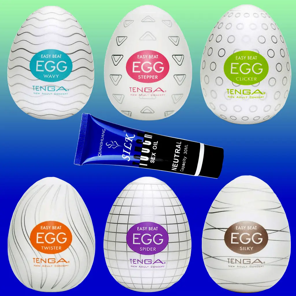 Набір чоловічих мастурбаторів Tenga EGG яйця 6 шт. + лубрикант - фото 2