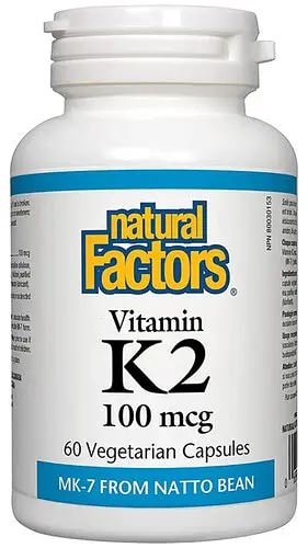 Витамин К Vitamin K2 100 mcg 60 Veg Caps Natural Factors vit0006323