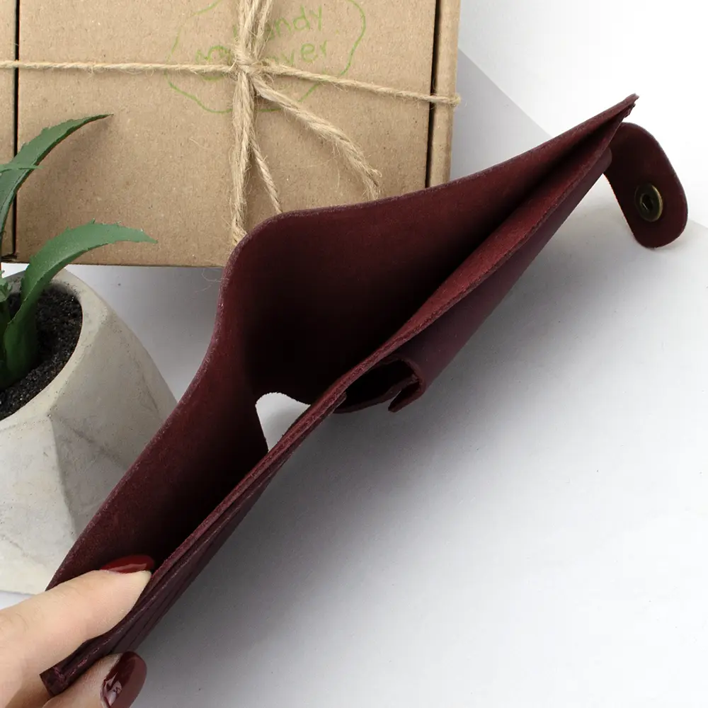 Портмоне мужское кожаное  на кнопке Handycover HC0028 бордовое - фото 5