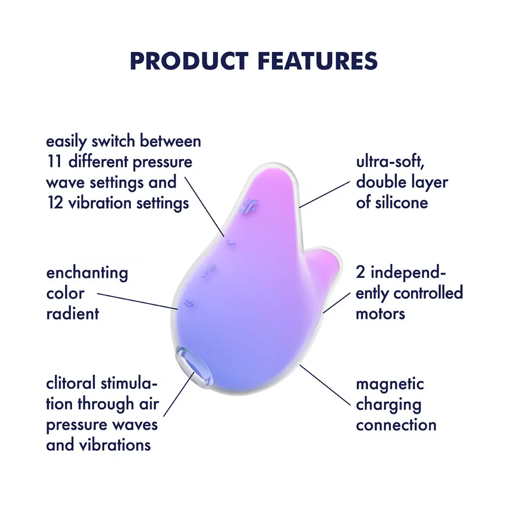 Вакуумный стимулятор клитора с вибрацией Satisfyer Mermaid Vibes фиолетовый - фото 8