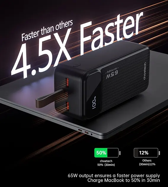 УМБ Choetech Power bank B734 40000 mAh 65 W Black (B734-BK) - фото 6