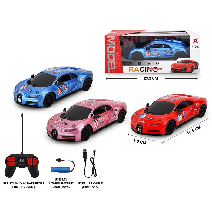 Машинка радіокерована 1:24 світло гумові колеса USB 3 кольори (326P-2)