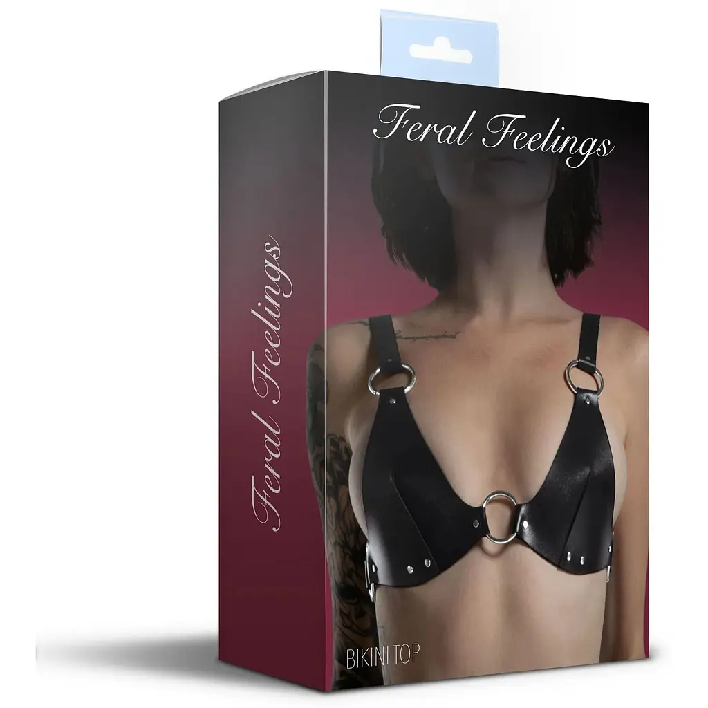 Ліф з натуральної шкіри Feral Feelings - Bikini Top Black - фото 4