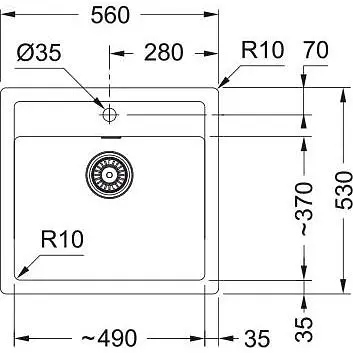 Кухонна мийка Franke Sirius тектонайт, прямокут., без крил, 560х530х200мм, чаша - 1, врізна, білий - фото 2