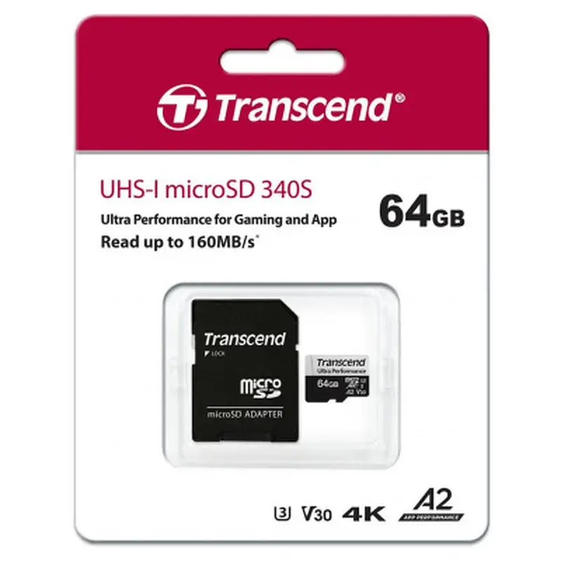 Карта пам'яті Transcend 64GB microSDXC class 10 UHS-I U3 A2 (TS64GUSD340S) - фото 3