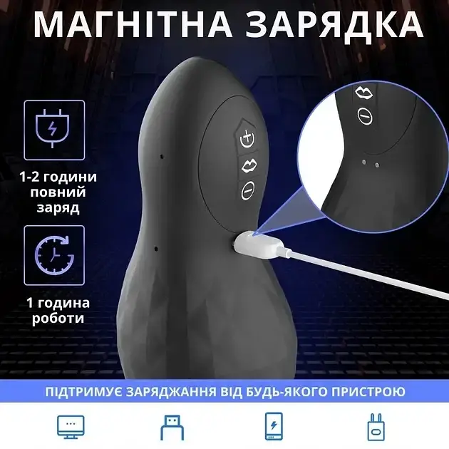 Мастурбатор вакуумный I’MCUM Blow Job 7 режимов вибрации и сосания Синий (IM-FJB243) - фото 6