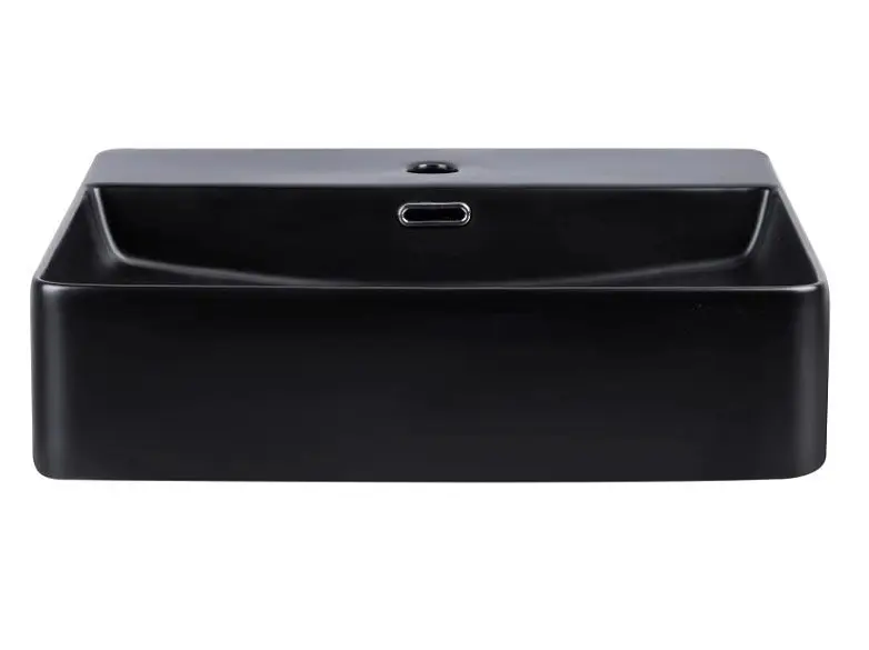 Комплект Qtap Nando LT: Раковина підвісна прямокутна 500х420х130 мм Matt Black + Донний клапан PU03O (QT12112173SMBMBN47322) - фото 2