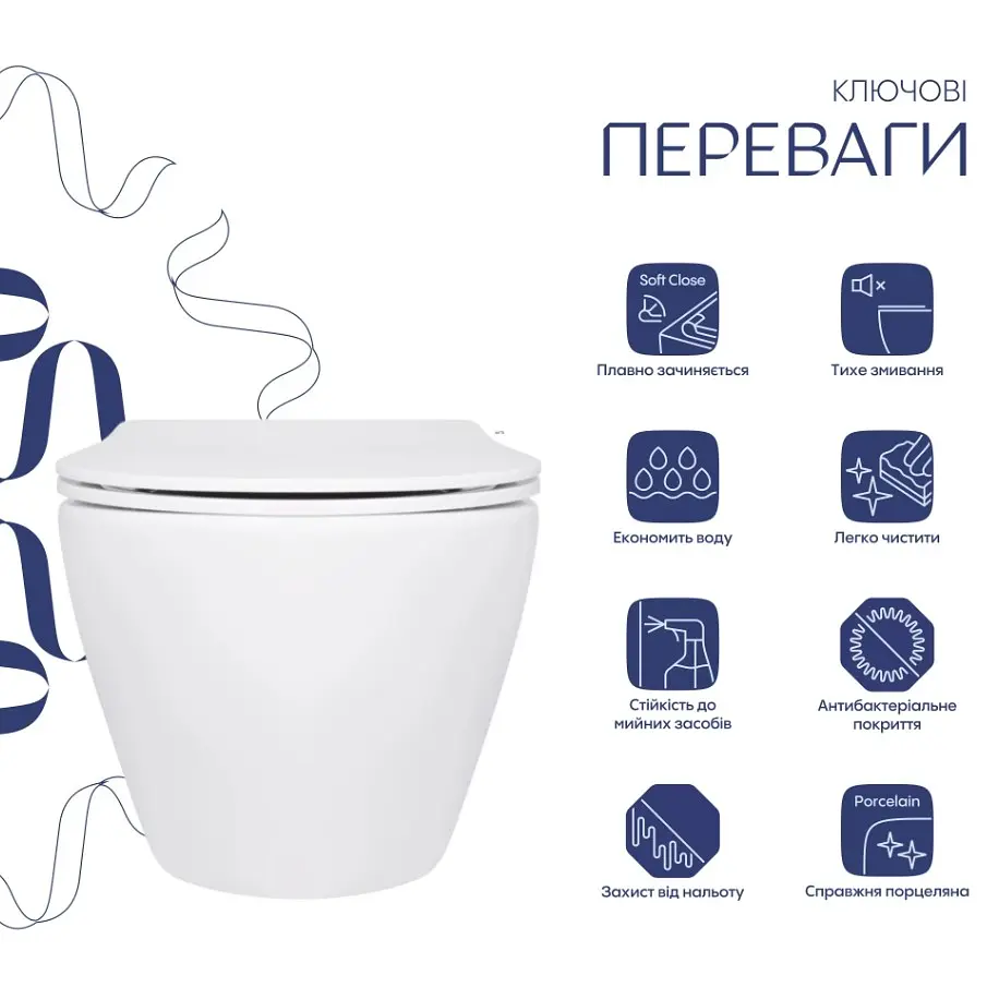Унітаз підвісний Qtap Jay Rimless, з сидінням Slim Duroplast/ Soft-close/ Quick Relase QT07335177RW - фото 2