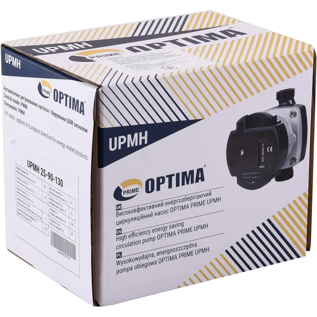 Насос циркуляційний енергоощадний Optima Prime UPMH 25-90AUTO 130 мм + гайки - фото 5