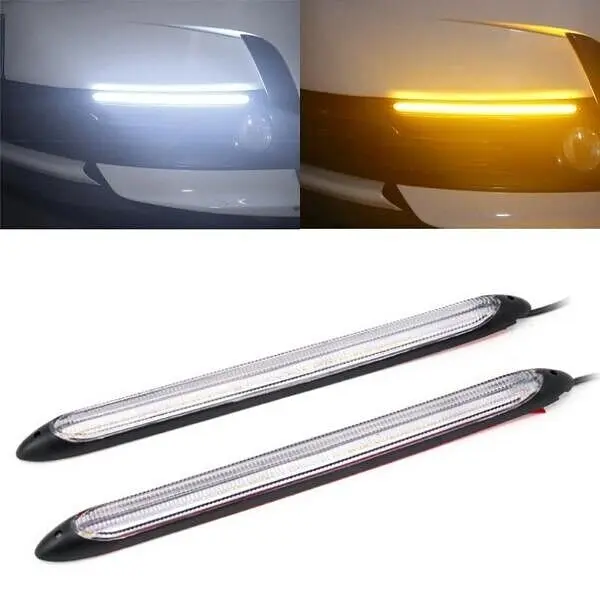 LED Денні ходові вогні ДХО 12V 23 см Поворот, що біжить 2 шт. (Біле та Жовте Світло) - фото 5