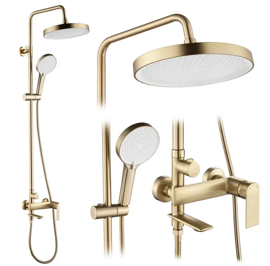 Душова система з виливом Rea Veneta зовнішнього монтажу brushed gold REA-P3003