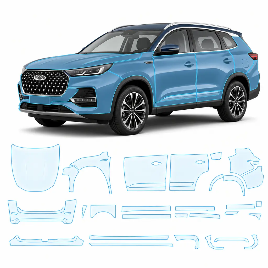 Антигравійна захисна бронеплівка за лекалами для Chery Tiggo 8 Pro I facelift 2023- повний кузов