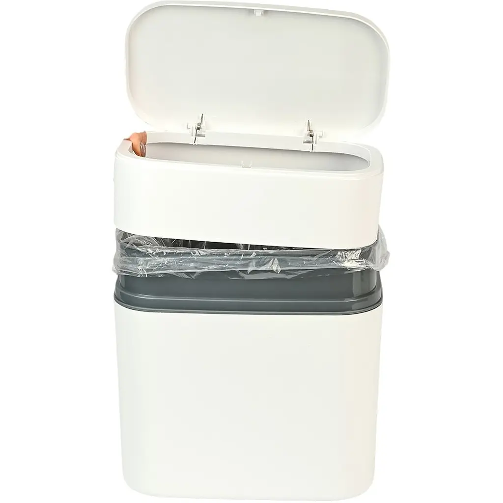 Відро для сміття МВМ My Home з кришкою 300х165х320 мм біло-сіре (BIN-23 10L WHITE/GRAY) - фото 7