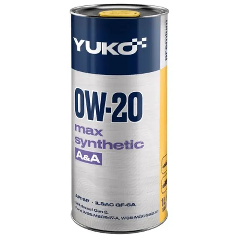 Моторна олива Yuko MAX SYNTHETIC A&A 0W-20 API SP 1л (4823110400913)