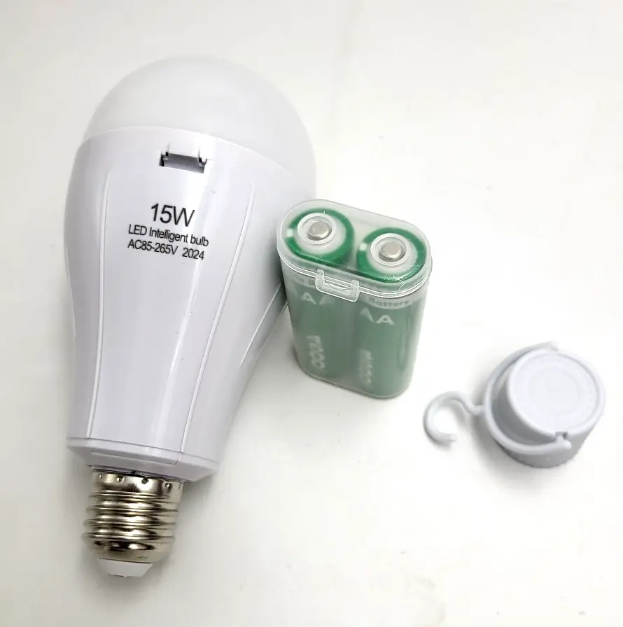 Світлодіодна LED-лампа акумуляторна (знімні 2 × 18650) автономна аварійна 3 режими яскравості 15 W лампочка, цоколь E27 UKC 3 шт - фото 10