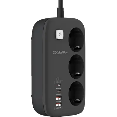 Мережевий фільтр живлення ColorWay (CW-CHE34PDB) 3 роз/4USB GaN3 Pro (CW-CHE34PDB) - фото 2