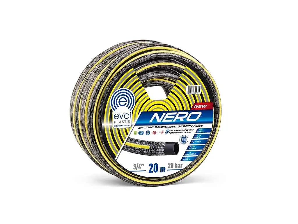 Шланг для поливу EVCI (30м) 3/4 подвійна армовка NERO (бухта)