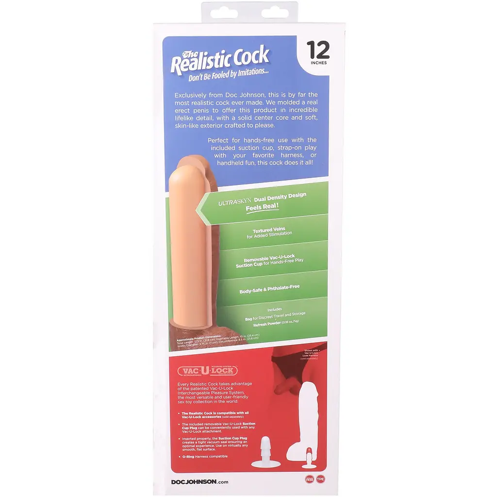 Фалоімітатор Doc Johnson The Realistic Cock ULTRASKYN 12 Inch Hung, 31.8 см - фото 11