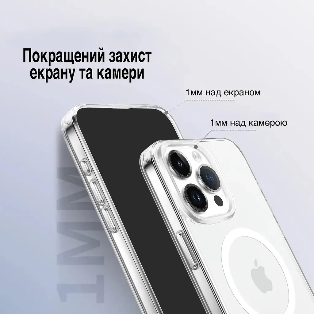 Чохол Vokamo для iPhone 15 Pro Max подвійний захисний з магнітним кільцем прозорий (NVK010806) - фото 7
