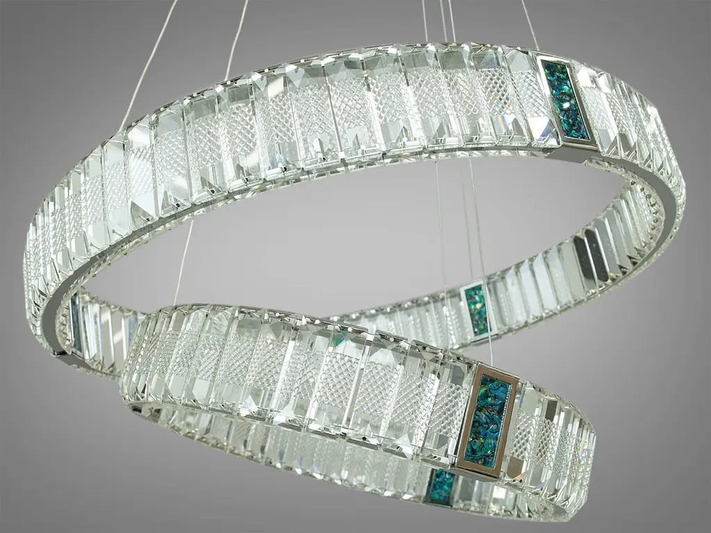 Кришталева світлодіодна LED люстра для високої стелі Diasha 81028-600+400HR - фото 3