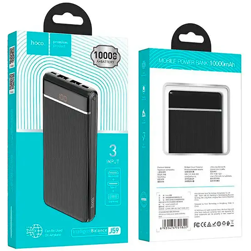 Додаткова батарея Hoco J59 Famous (10000mAh) Black - фото 2