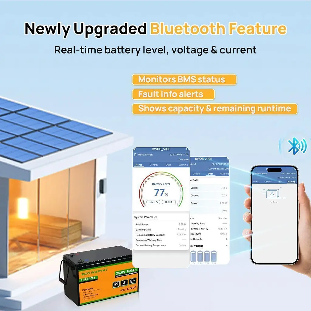 Акумулятор Eco-Worthy LiFePO4 24V (25.6V/100Ah/2560Wh) (Eco-Worthy-251002) [164644] - фото 5