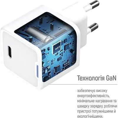 Зарядний пристрій ColorWay GaN Mini 35W PD Port PPS USB-C white (CW-CHS056PD-WT) - фото 8