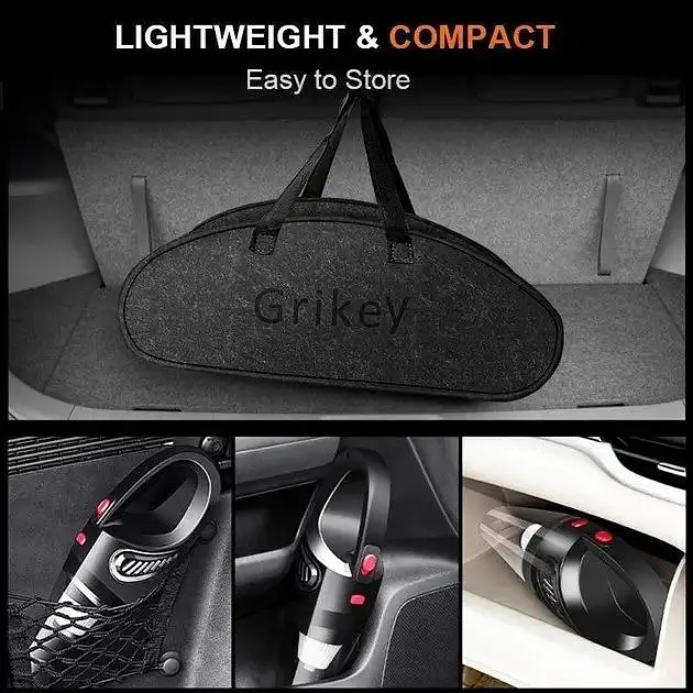Автомобільний пилосос Grikey A3W дротовий для сухого/вологого прибирання з 3 насадками 5.5кПа 150W Чорний - фото 7