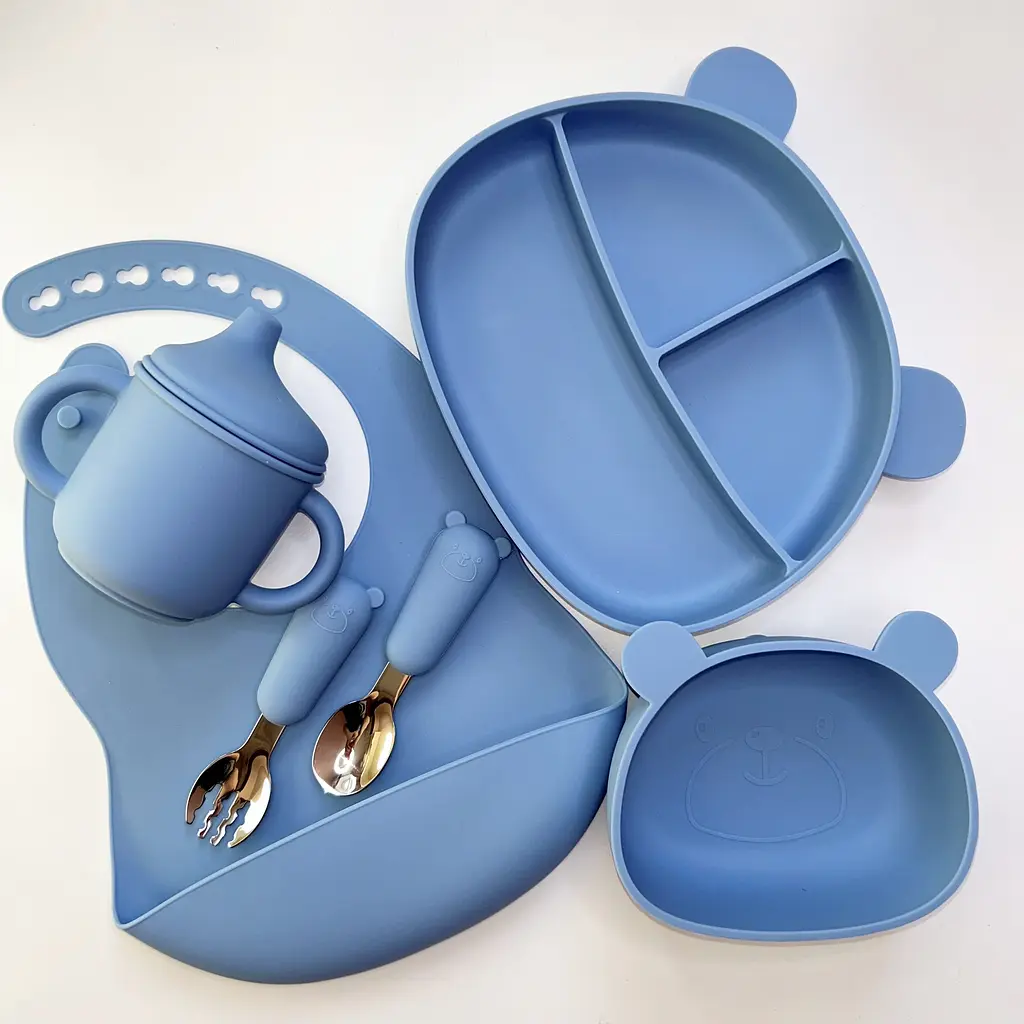 Посуд для дітей із силікону Ведмедики BP 1710 Powder Blue