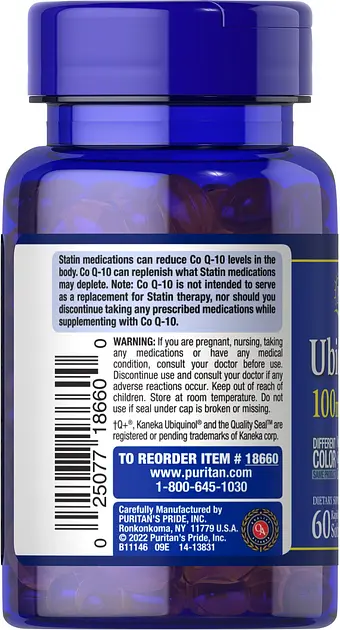 Убихинол Puritan's Pride Ubiquinol 100 мг 60 капсул - фото 3