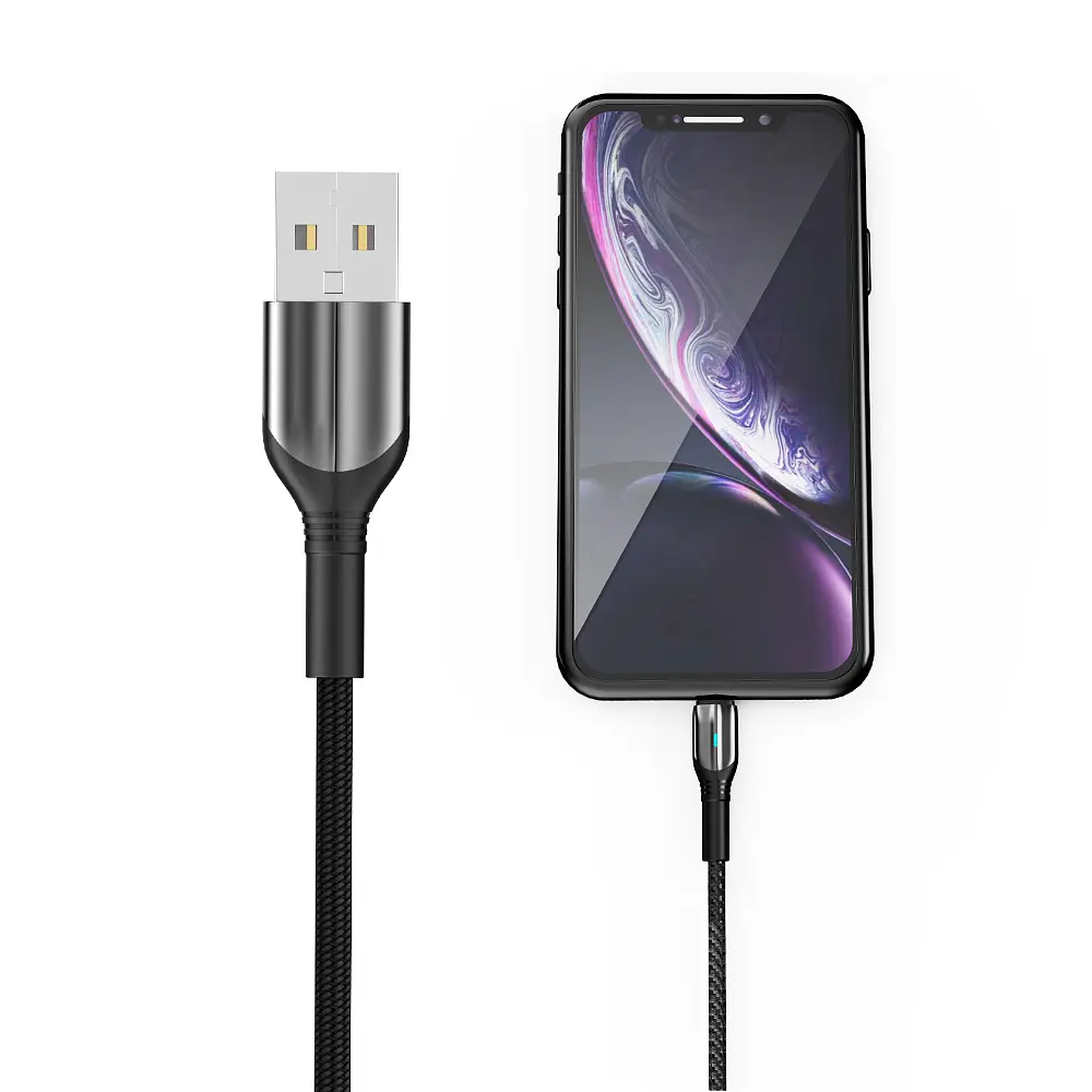 Кабель Aspor AC-10 Nylon LED USB – Type-C (3A/1м)- чорний - фото 3