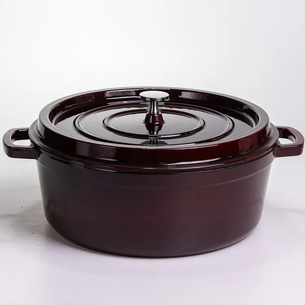Кокотниця чавунна емальована 7,5 л, бургунді Yongkang HP-FLG-14 burgundy