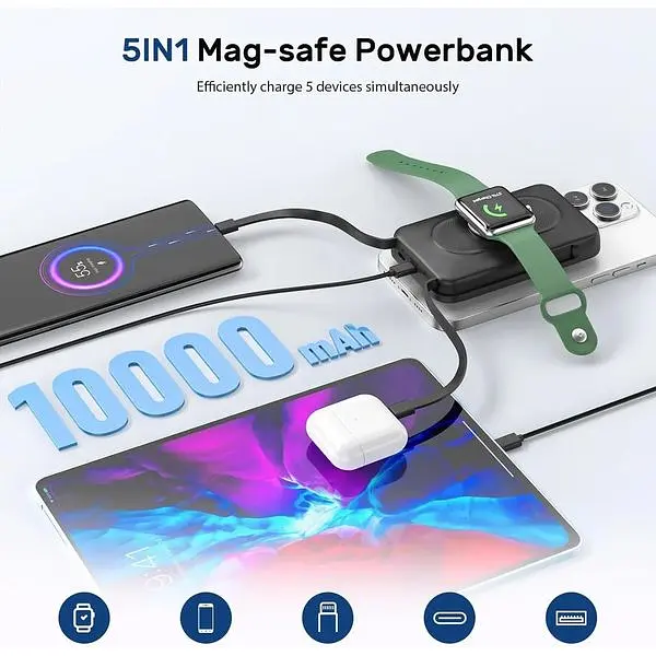 Портативное зарядное устройство Genmifly 10000 mAh магнитное - фото 2