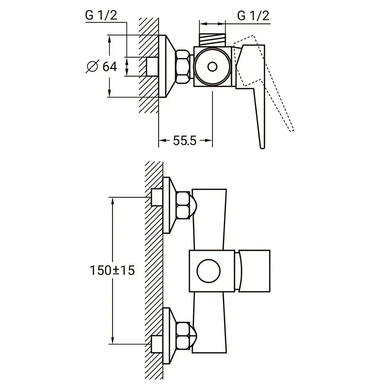 Змішувач HK Ø35 для душу AQUATICA HK-1D130C (9732300) - фото 2