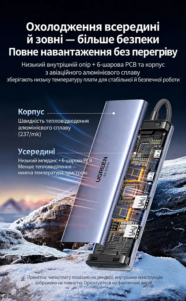 Док-станція USB-C UGREEN CM498 хаб 2 USB-A та 2 USB-C для даних до 5 Гбіт/с HDMI до 4K 60 Гц з режимами 2K 120 Гц та 1080p 144 Гц для HDMI потрібен відеовихід USB-C пристрою RJ45 Ethernet до 1000 Мбіт/с кардридер SD/microSD вхід живлення USB-C PD 3.0 до 100 Вт із заряджанням ноутбука до 85 Вт одночасне читання двох карт для Windows/macOS/Linux вбудований кабель 0,2 м темно-сірий (15375) - фото 14