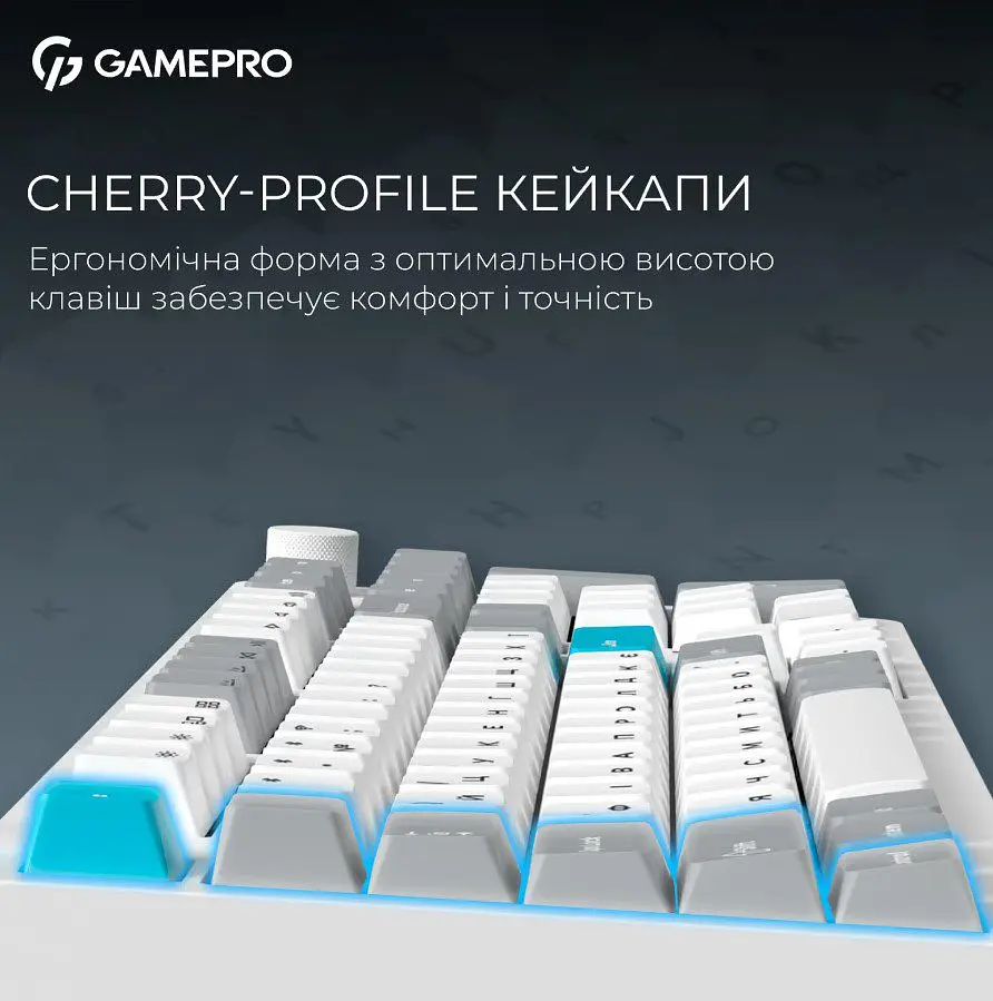 Клавіатура ігрова механічна GamePro MK-305-WH Asgard Drakkar Keychron Super Red Switch Bluetooth 5.2/2.4 ГГц/USB White - фото 9