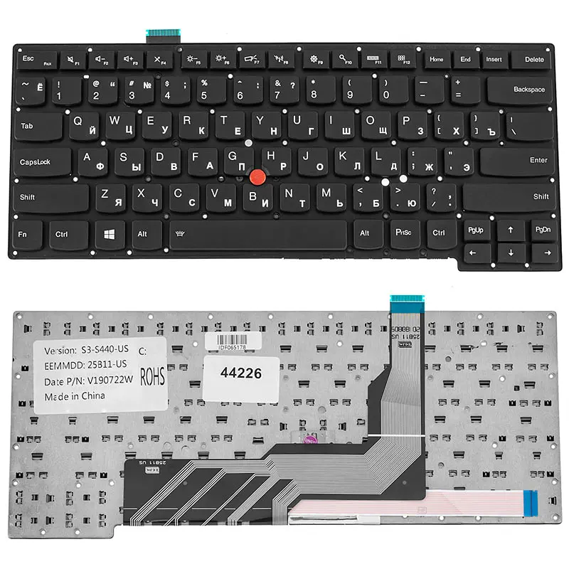 Клавіатура для ноутбука LENOVO (ThinkPad S431, S440 ) rus, black, без фрейма - фото 2