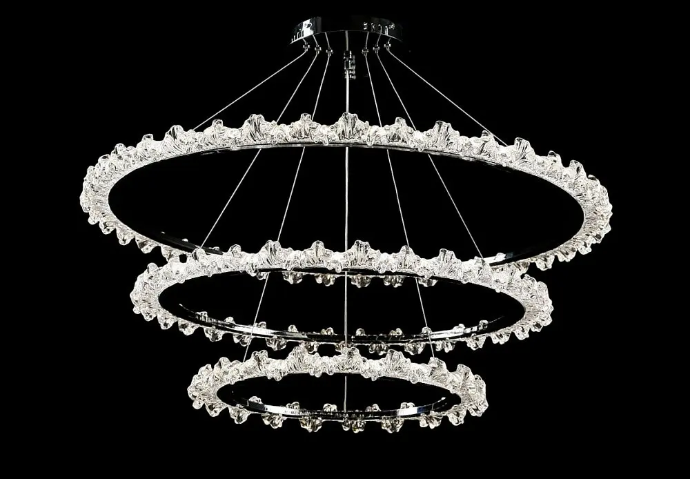 Люстра стельова LED Splendid Ray L115/800+600+400/3, хром, білий, регульована висота, 80 см, сучасний стиль - фото 4